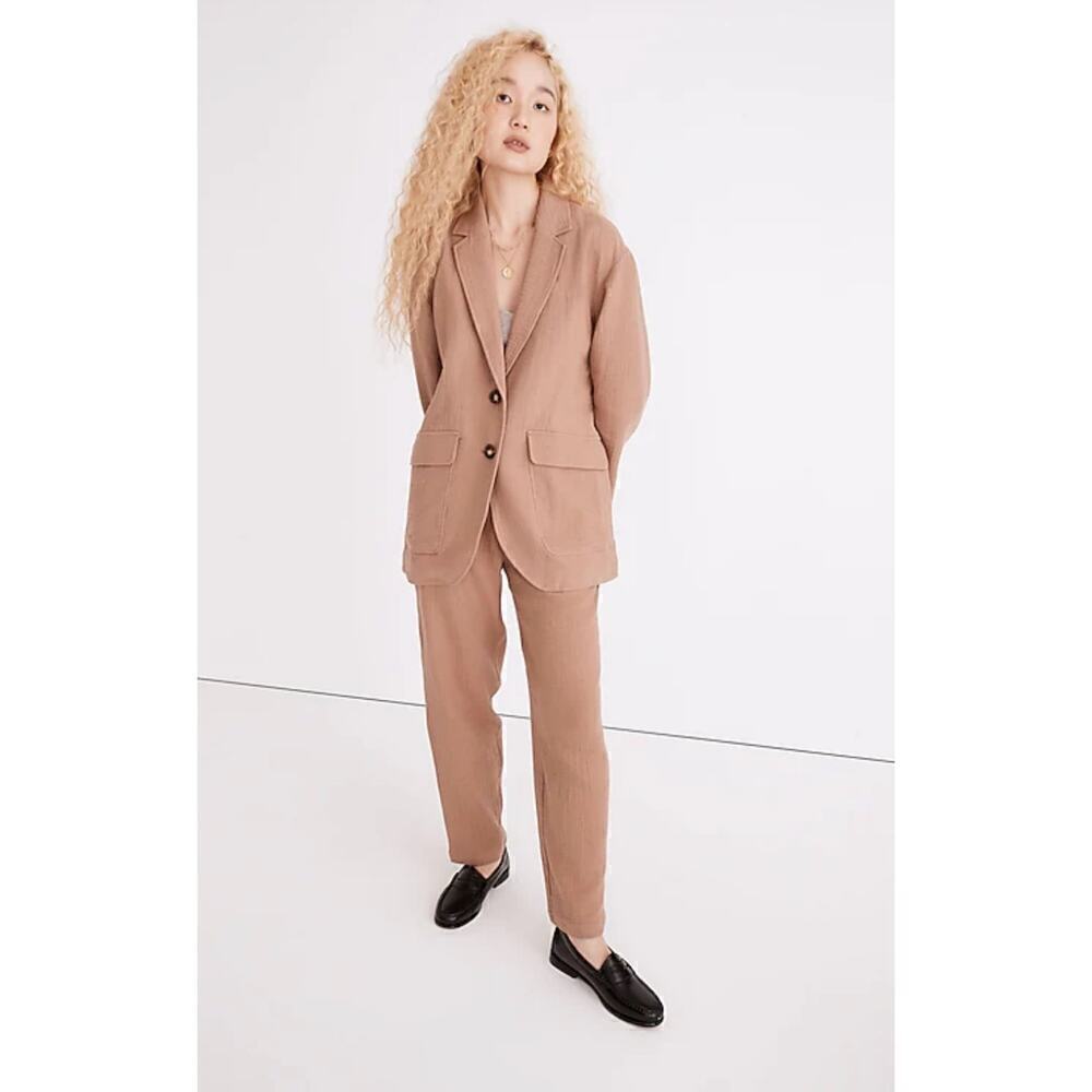 Madewell Blazer Cotton-Linen Relaxed Larsen in Faded Earth Medium NWOT